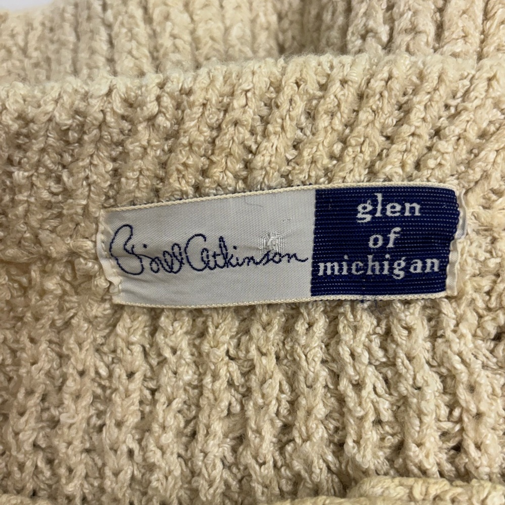 Bill Atkinson glen of Michigan sweater size xs knit cream chunky vintage - Picture 4 of 5
